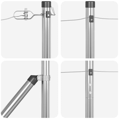 Ground Spike Fence Post 52 pcs Silver 170 cm