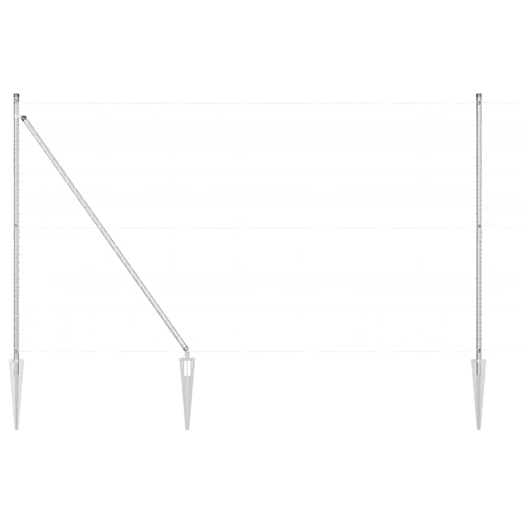 Ground Spike Fence Post 52 pcs Silver 170 cm