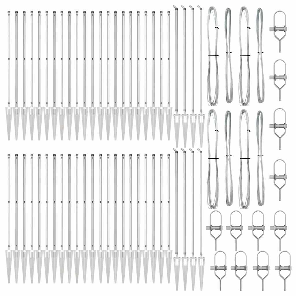 Ground Spike Fence Post 52 pcs Silver 170 cm