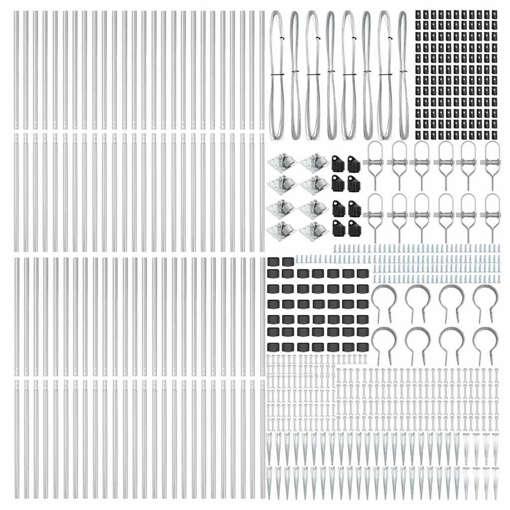 Ground Spike Fence Post 52 pcs Silver 170 cm