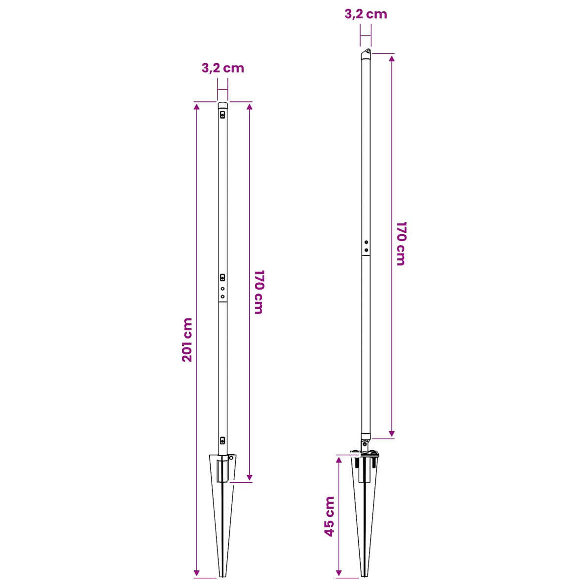 Ground Spike Fence Post 52 pcs Silver 170 cm