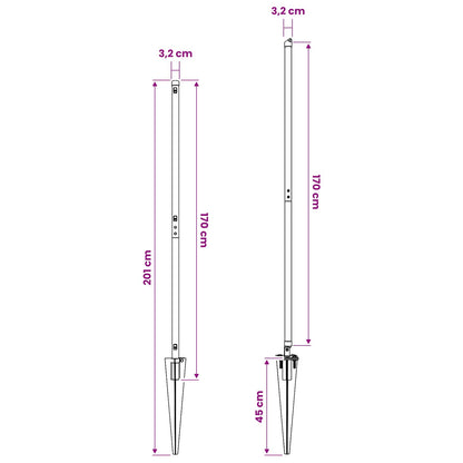 Ground Spike Fence Post 52 pcs Silver 170 cm