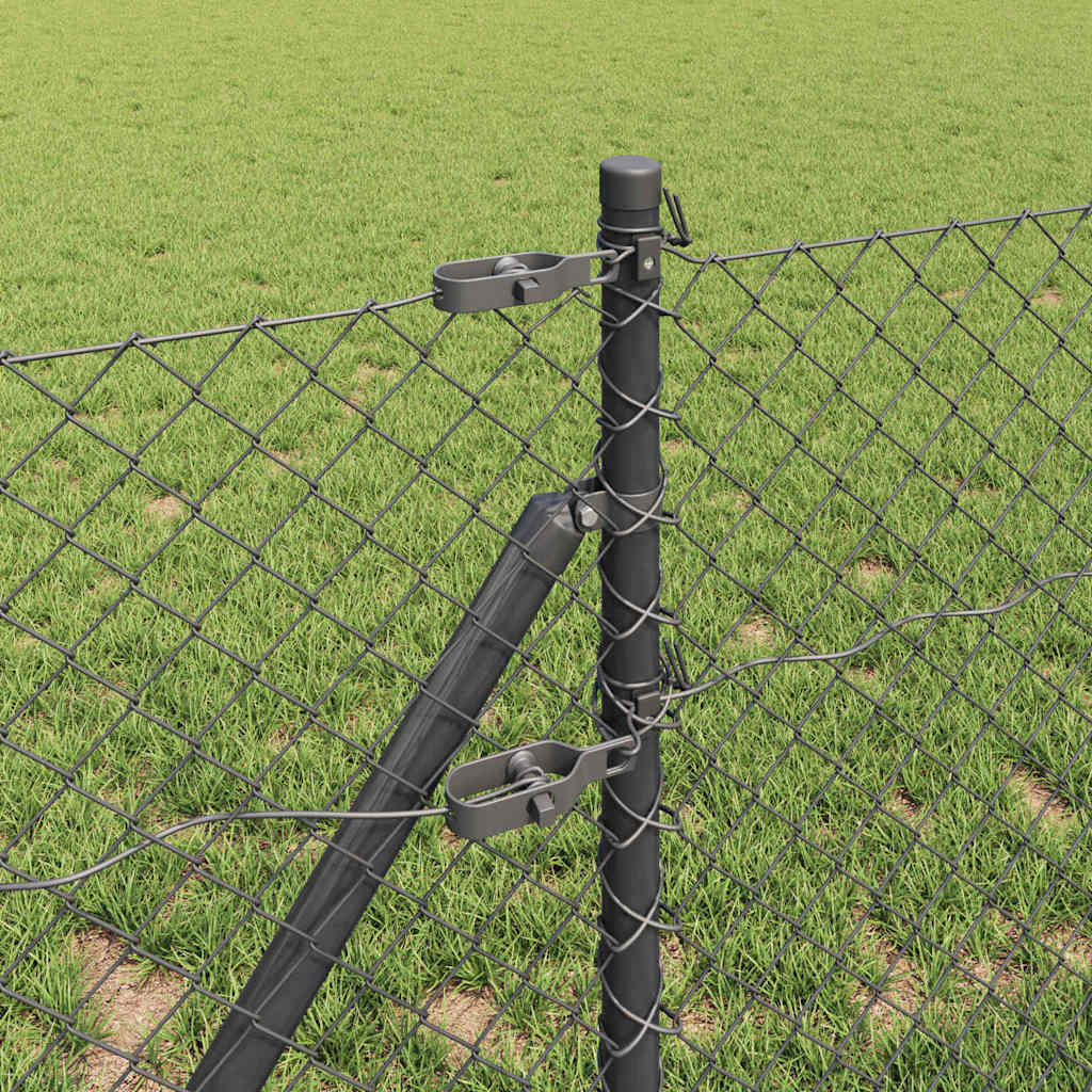 Fence Post Grey 10 x 0.6 m (40 x 40 mm mesh) Steel and PVC