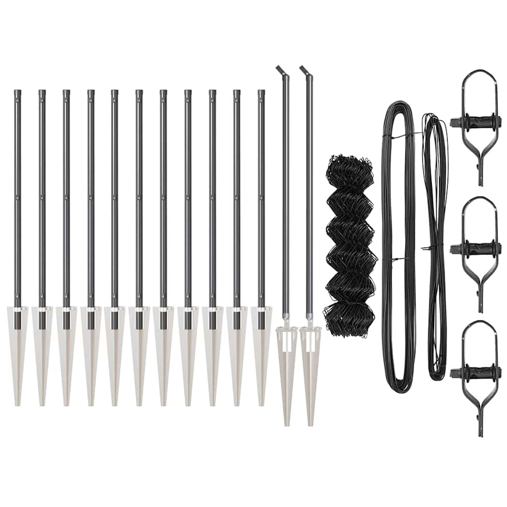 Fence Post Grey 25 x 0.6 m (40 x 40 mm mesh) Steel and PVC