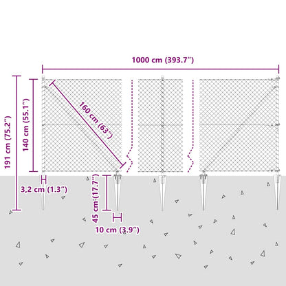 Welded Wire Fence with Spikes 10 x 1.4 m (W x H)