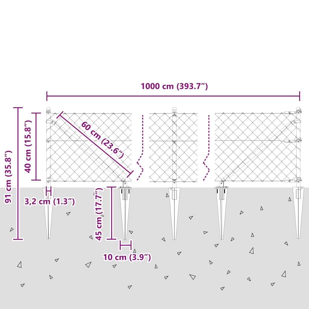Welded Wire Fence with Spikes 10 x 0.4 m (W x H)