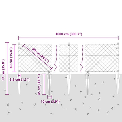 Welded Wire Fence with Spikes 10 x 0.4 m (W x H)