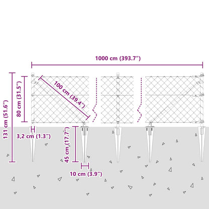 Welded Wire Fence with Spikes 10 x 0.8 m (W x H)