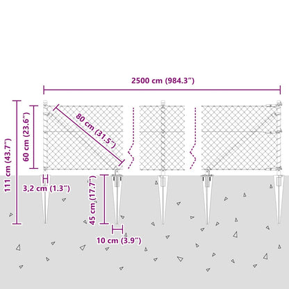 Welded Wire Fence with Spikes 25 x 0.6 m (W x H)
