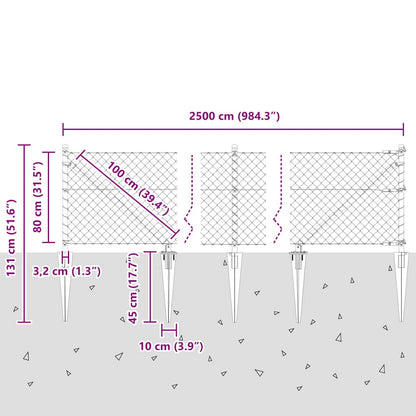 Welded Wire Fence with Spikes 25 x 0.8 m (W x H)