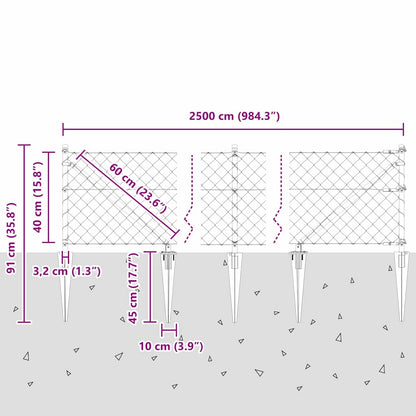 Welded Wire Fence with Spikes 25 x 0.4 m (W x H)