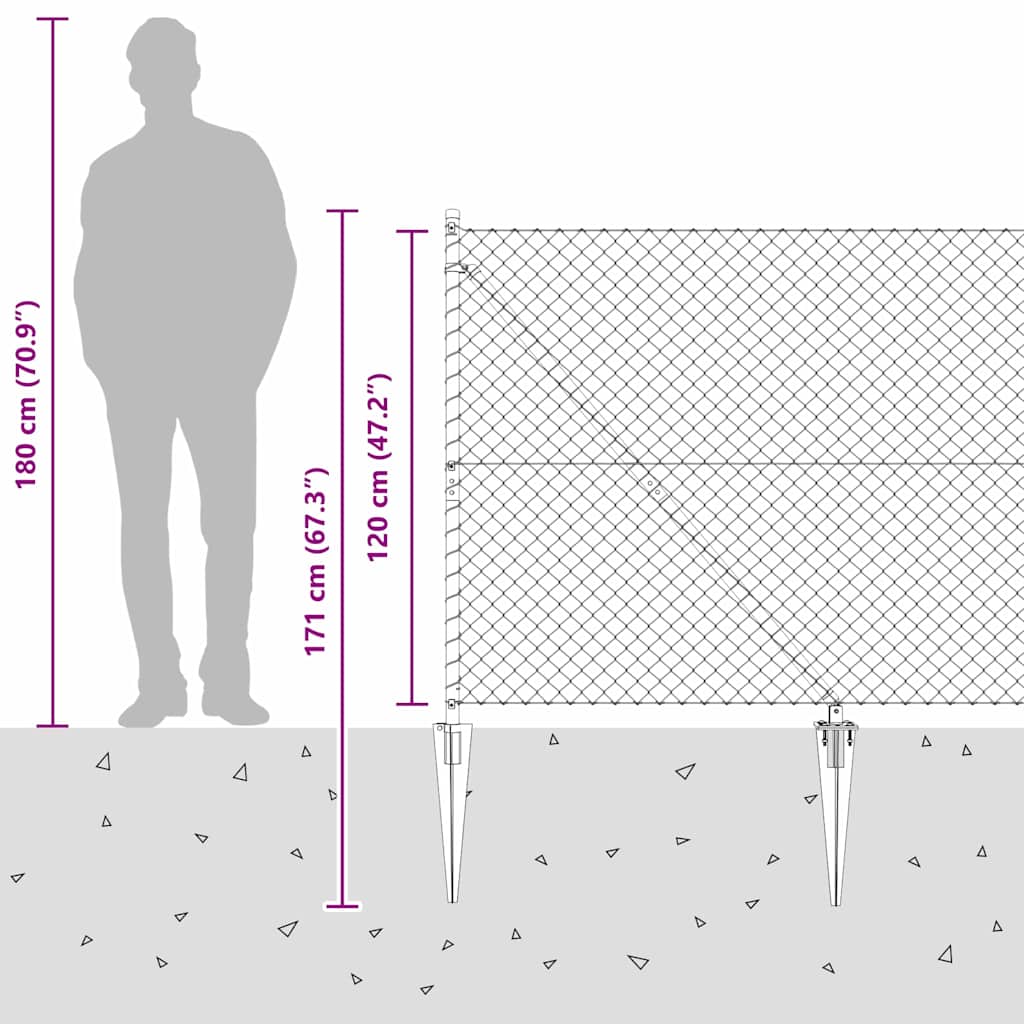 Welded Wire Fence with Spikes 25 x 1.2 m (W x H)