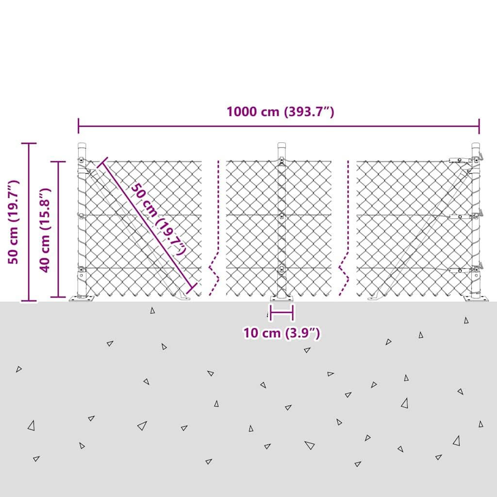 Welded Wire Fence with Concrete Base 10 x 0.4 m (W x H)