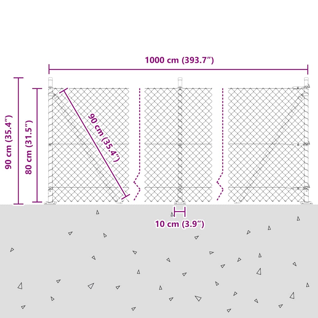 Welded Wire Fence with Concrete Base 10 x 0.8 m (W x H)