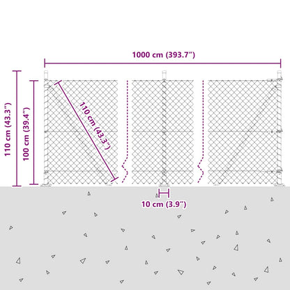 Welded Wire Fence with Concrete Base 10 x 1 m (W x H)