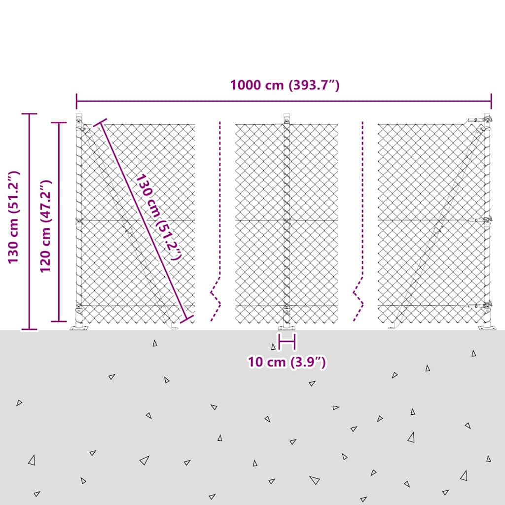 Welded Wire Fence with Concrete Base 10 x 1.2 m (W x H)