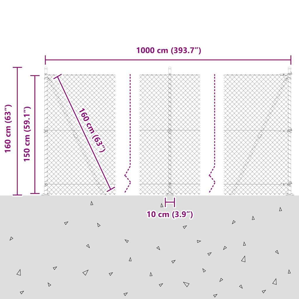 Welded Wire Fence with Concrete Base 10 x 1.5 m (W x H)