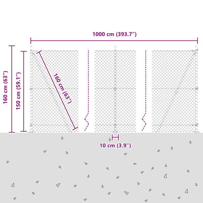 Welded Wire Fence with Concrete Base 10 x 1.5 m (W x H)