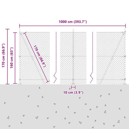 Welded Wire Fence with Concrete Base 10 x 1.6 m (W x H)