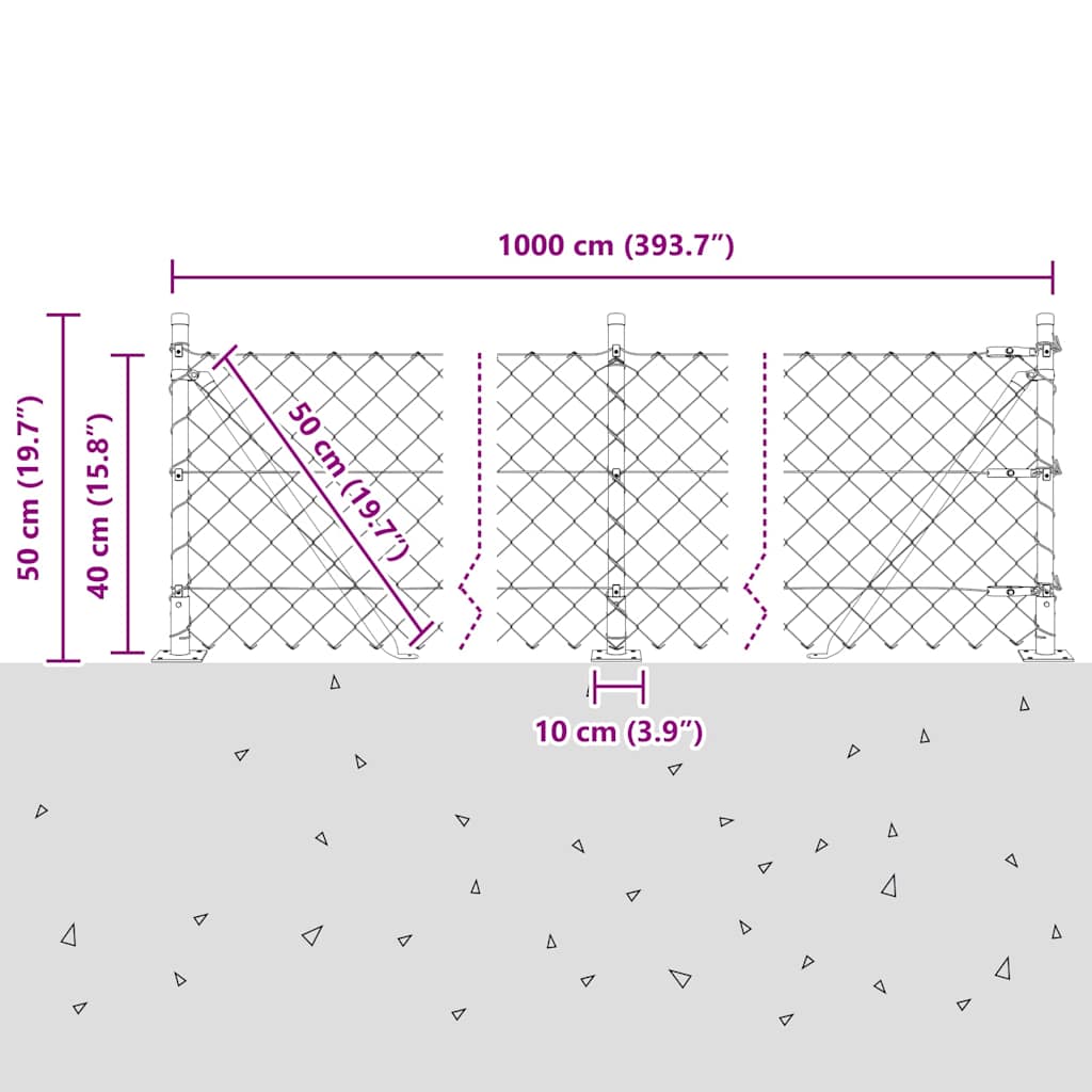 Welded Wire Fence with Concrete Base 10 x 0.4 m (W x H)