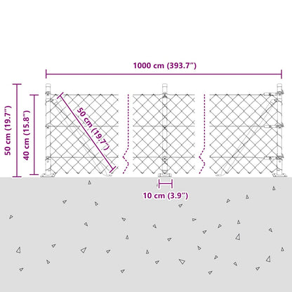Welded Wire Fence with Concrete Base 10 x 0.4 m (W x H)