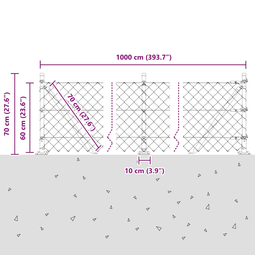 Welded Wire Fence with Concrete Base 10 x 0.6 m (W x H)