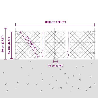 Welded Wire Fence with Concrete Base 10 x 0.6 m (W x H)
