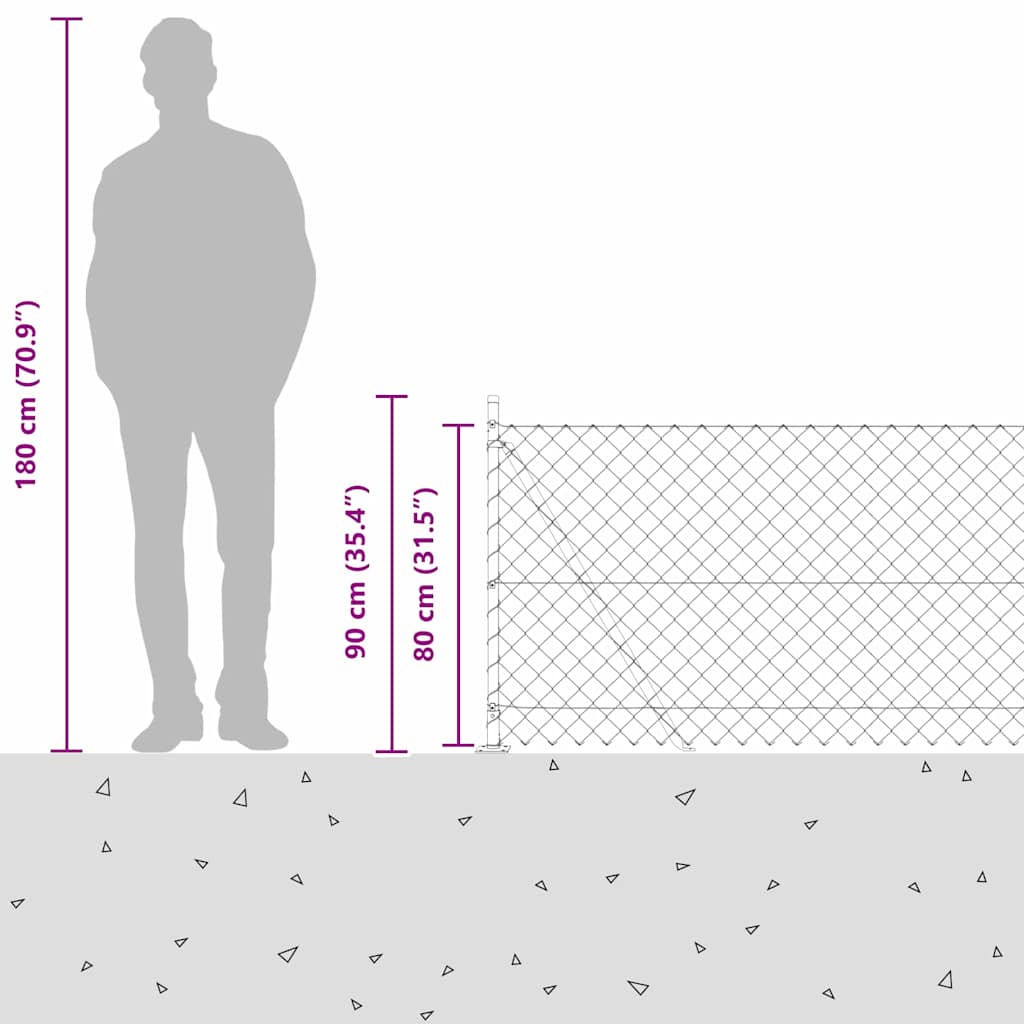 Welded Wire Fence with Concrete Base 10 x 0.8 m (W x H)
