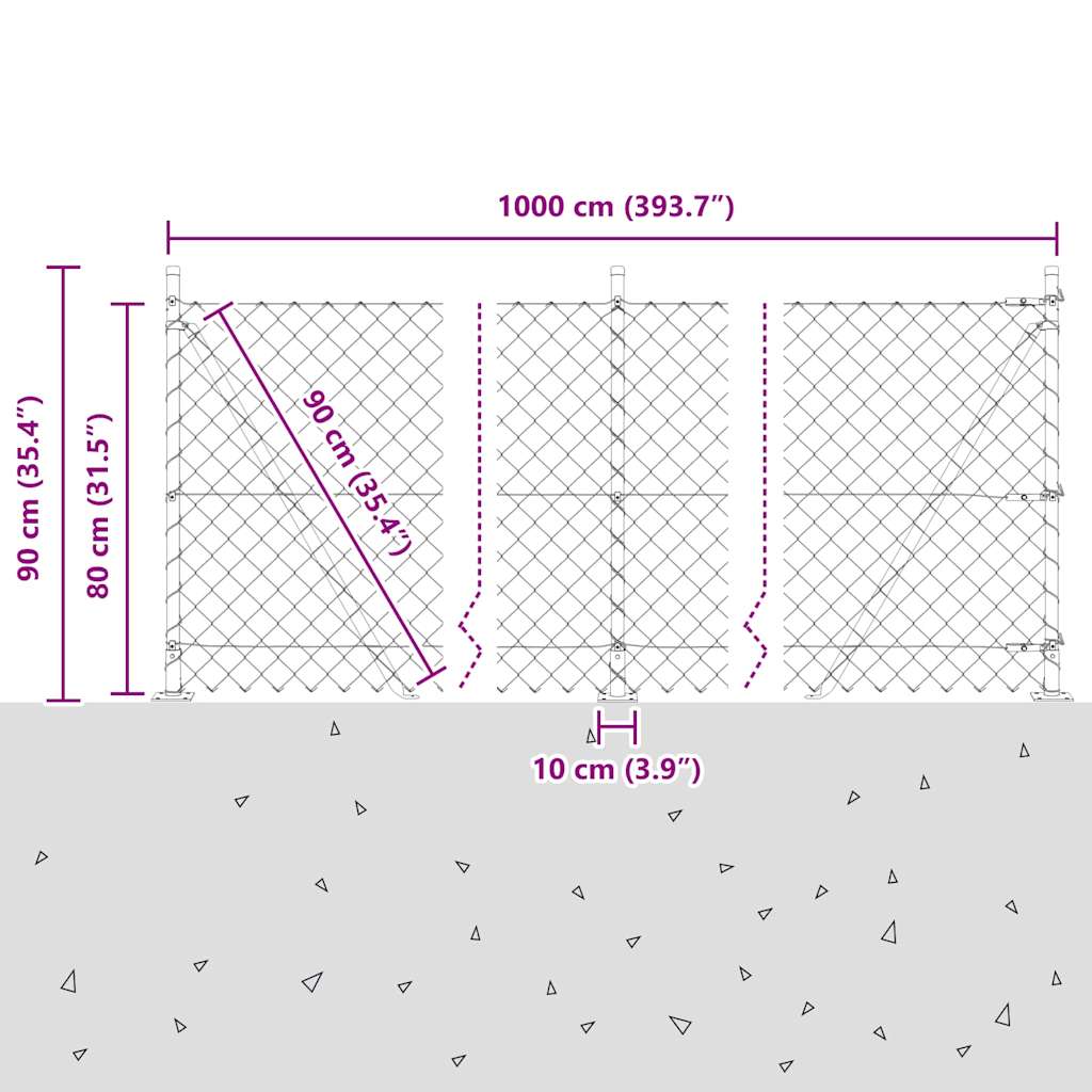 Welded Wire Fence with Concrete Base 10 x 0.8 m (W x H)