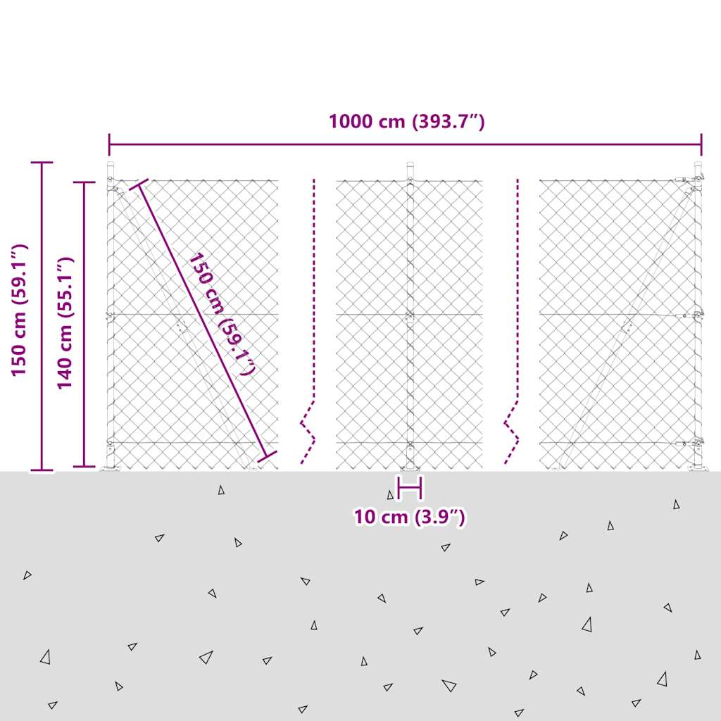 Welded Wire Fence with Concrete Base 10 x 1.4 m (W x H)