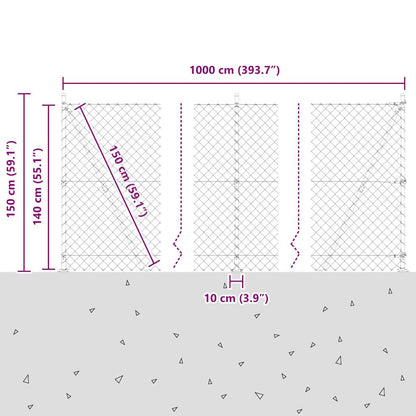 Welded Wire Fence with Concrete Base 10 x 1.4 m (W x H)