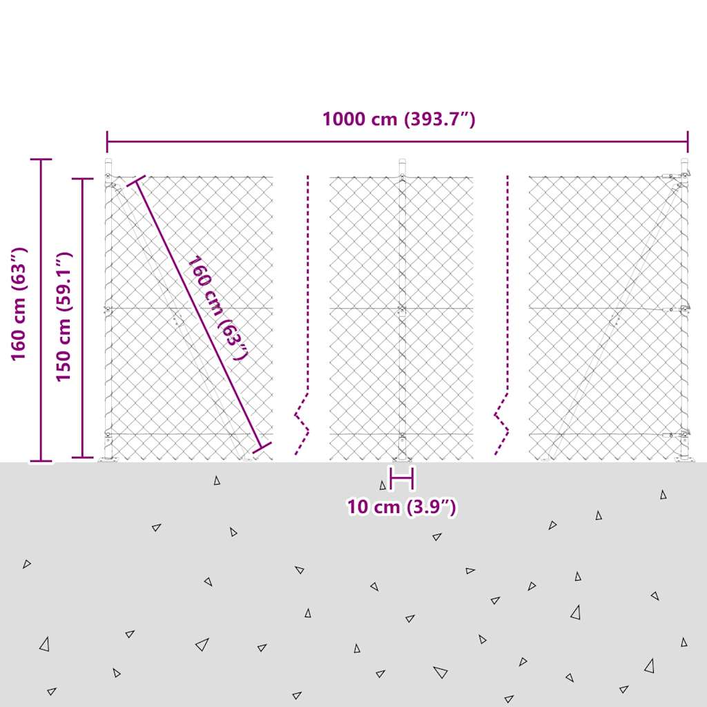 Welded Wire Fence with Concrete Base 10 x 1.5 m (W x H)