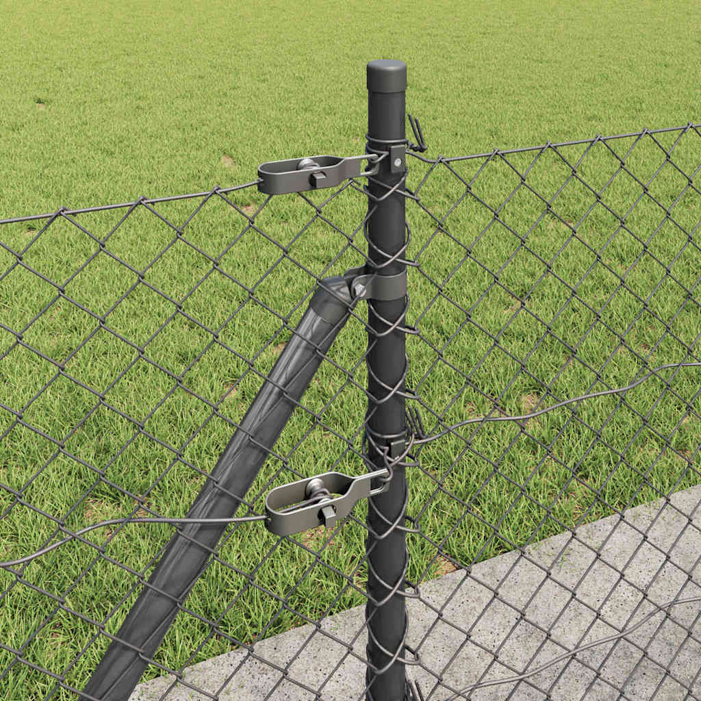 Fence Post Grey 10 x 0.6 m (40 x 40 mm mesh) Steel and PVC