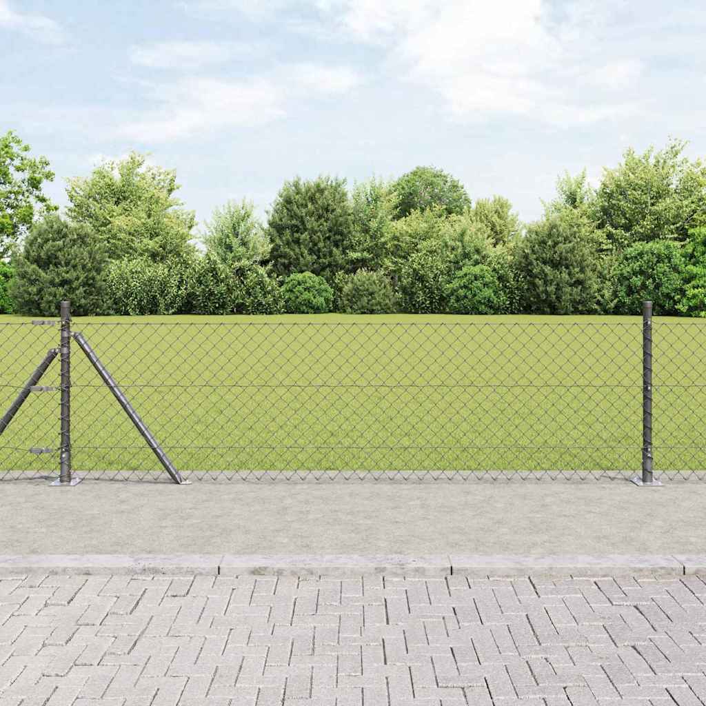 Fence Post Grey 10 x 0.6 m (40 x 40 mm mesh) Steel and PVC