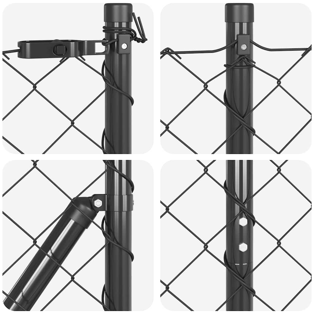 Fence Post Grey 10 x 1.6 m (60 x 60 mm mesh) Steel and PVC