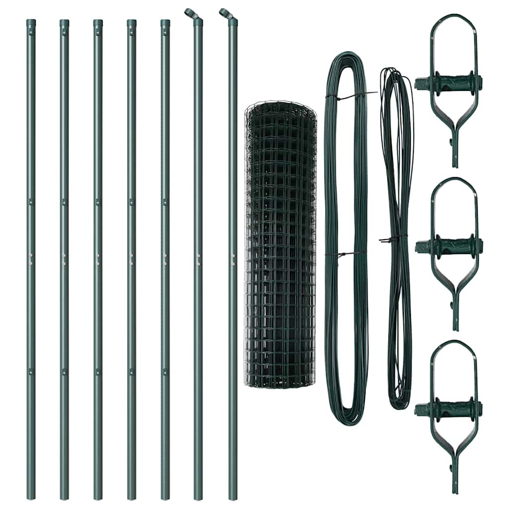 Fence with Post Green 1 x 10 m Steel and PVC