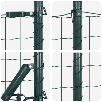 Fence with Post Green 0.6 x 10 m Steel and PVC