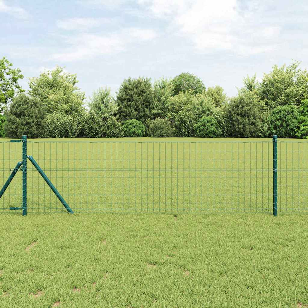 Fence with Post Green 0.6 x 10 m Steel and PVC