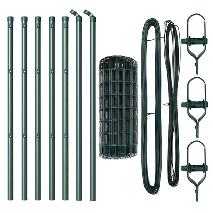Fence with Post Green 0.6 x 10 m Steel and PVC
