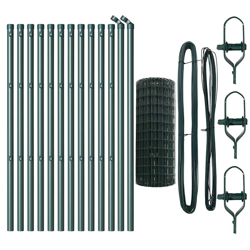 Fence with Post Green 0.8 x 25 m Steel and PVC