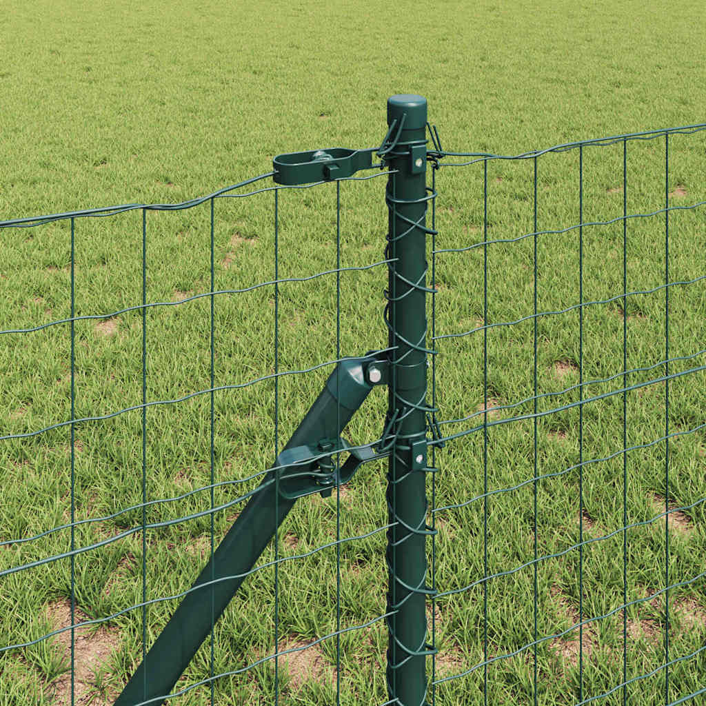 Fence with Post Green 0.6 x 25 m Steel and PVC