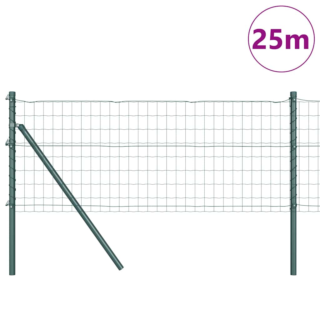Fence with Post Green 0.6 x 25 m Steel and PVC