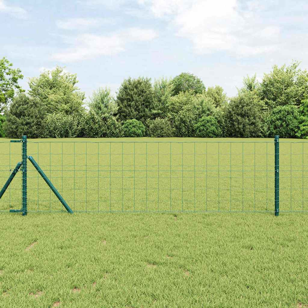 Fence with Post Green 0.8 x 25 m Steel