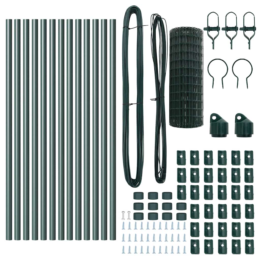Fence with Post Green 0.8 x 25 m Steel
