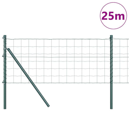 Fence with Post Green 0.8 x 25 m Steel