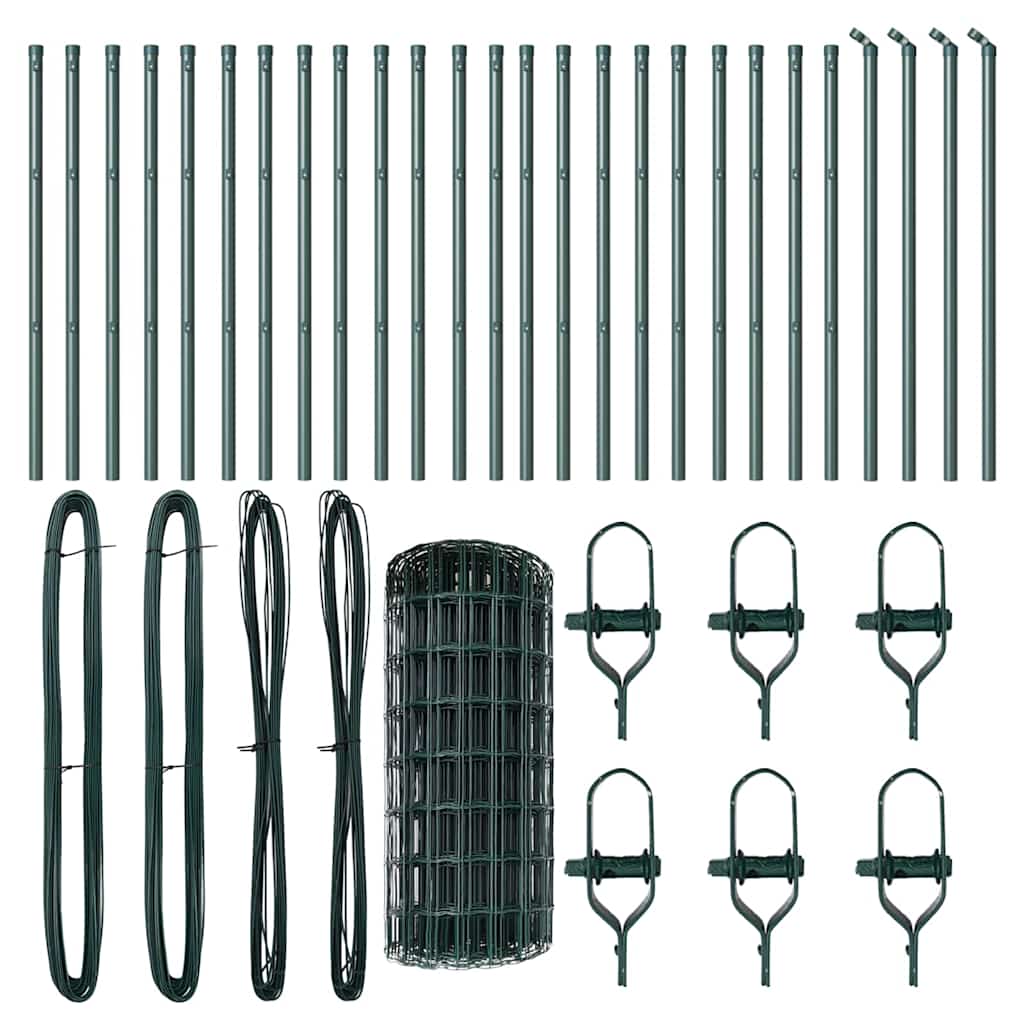 Fence with Post Green 0.6 x 50 m Steel and PVC