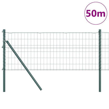 Fence with Post Green 0.6 x 50 m Steel and PVC