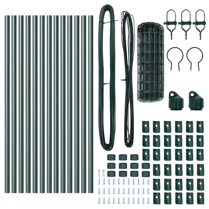 Fence with Post Green 0.6 x 25 m Steel and PVC