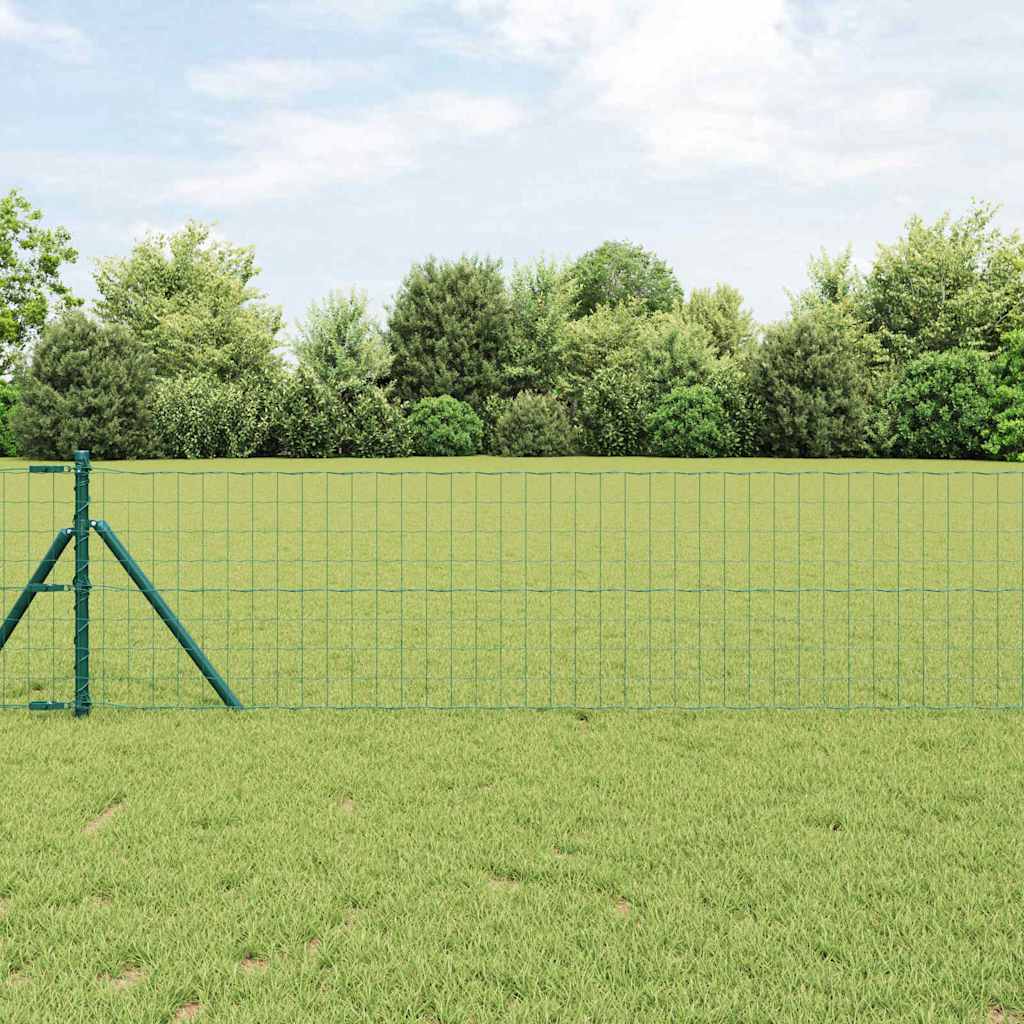 Fence with Post Green 0.6 x 50 m Steel and PVC