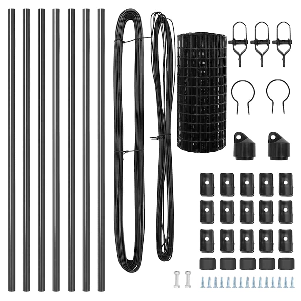 Fence with Post Grey 0.8 x 10 m Steel and PVC